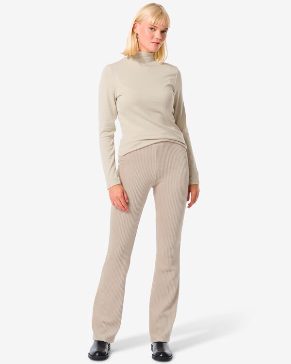 dames broek Cassie met ribbels zand zand - 36278055SAND - HEMA