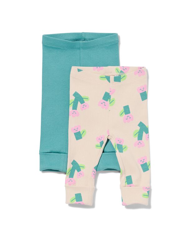 babyleggings rib bloemen - 2 stuks groen groen - 33086860GREEN - HEMA