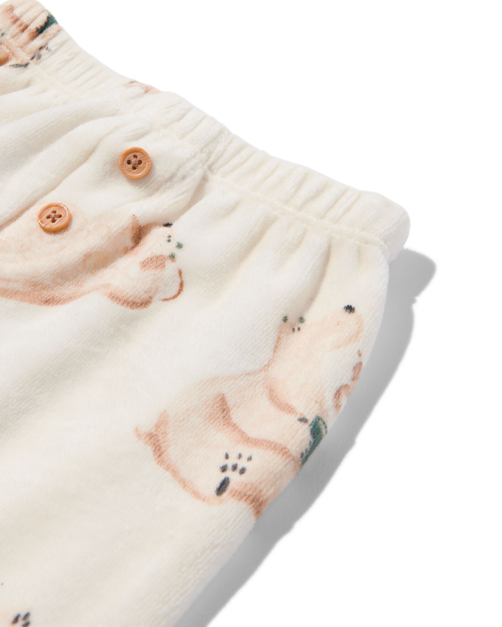 newborn velours broek met beren  gebroken wit gebroken wit - 33476810OFFWHITE - HEMA
