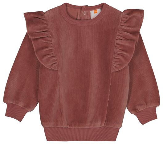 babysweater velours met ruffle roze - 1000028175 - HEMA