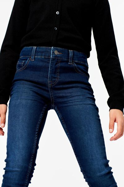 kinder jeans skinny fit donkerblauw 122 - 30853728 - HEMA