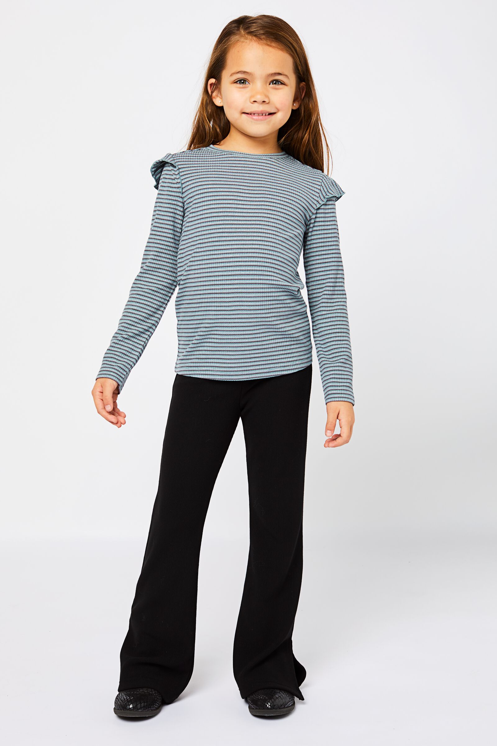 kinderlegging flared rib zwart zwart - 1000022378 - HEMA