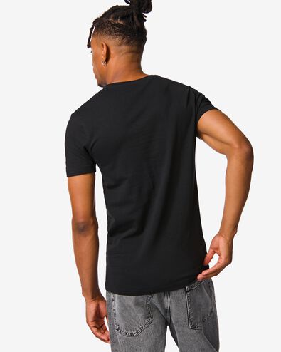 heren t-shirt slim fit v-hals zwart XXL - 34276837 - HEMA