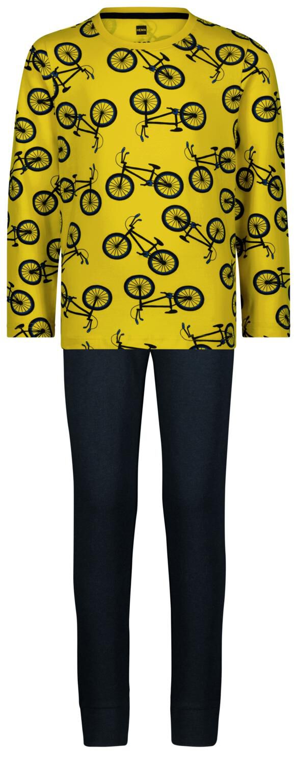 HEMA Kinder Pyjama Katoen Fietsen Geel (geel)