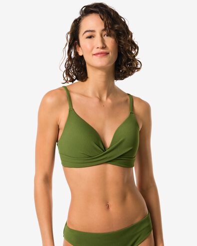 dames beugelloze bikinitop legergroen XL - 22310980 - HEMA