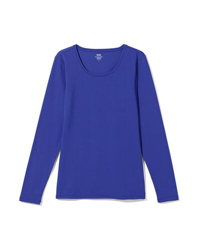 dames t-shirt o-hals lange mouw blauw M - 36350952 - HEMA
