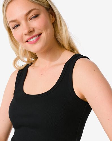 dames singlet Anouk met ribbels zwart XL - 36236774 - HEMA