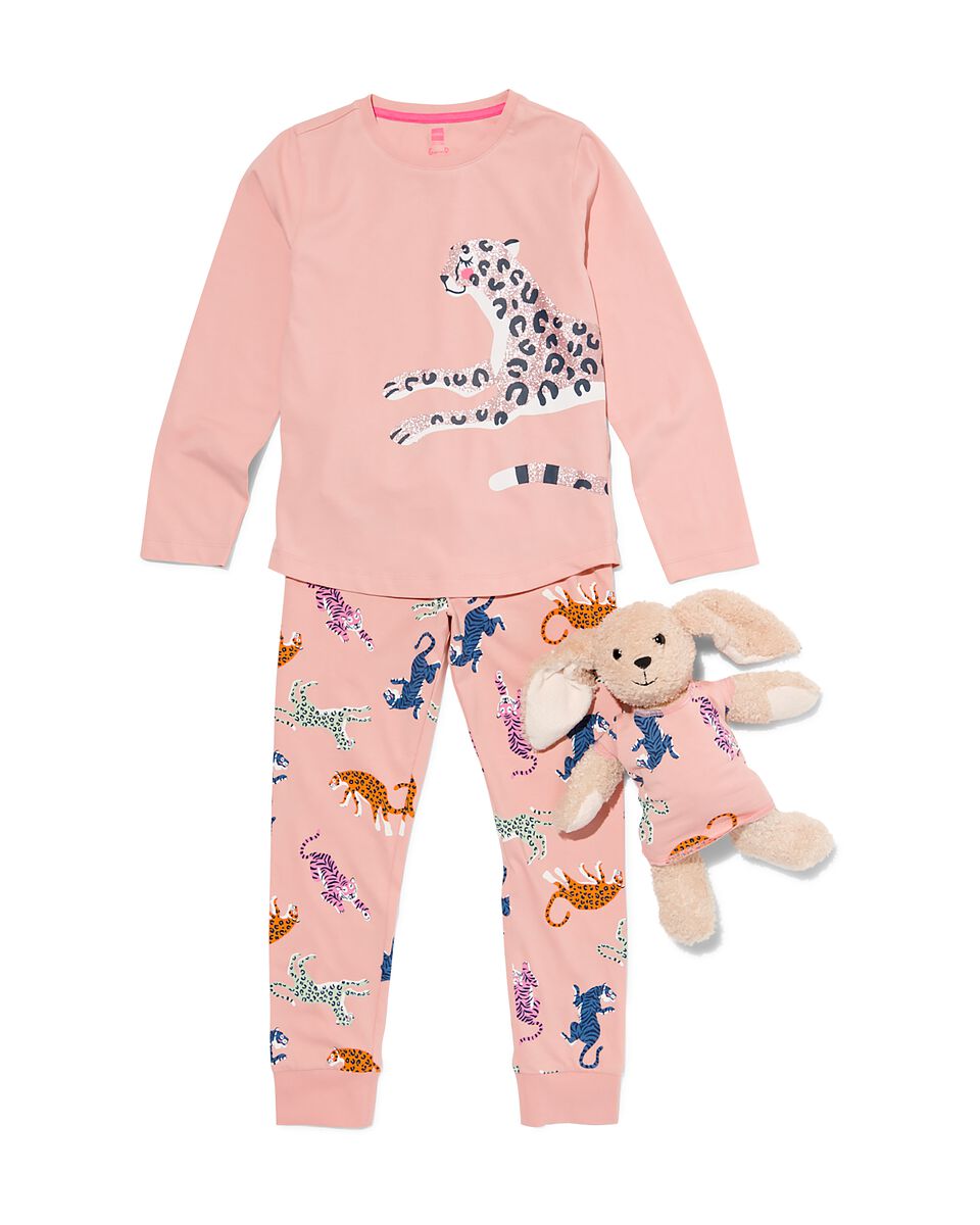 aantrekkelijk beddengoed vacature kinder pyjama luipaarden lichtroze - HEMA