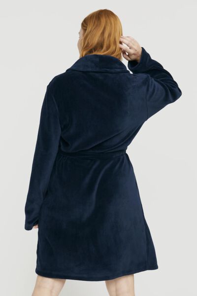 dames badjas fleece donkerblauw - 1000025095 - HEMA