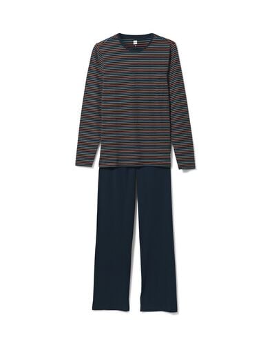 heren pyjama met strepen katoen donkerblauw XXL - 23602645 - HEMA