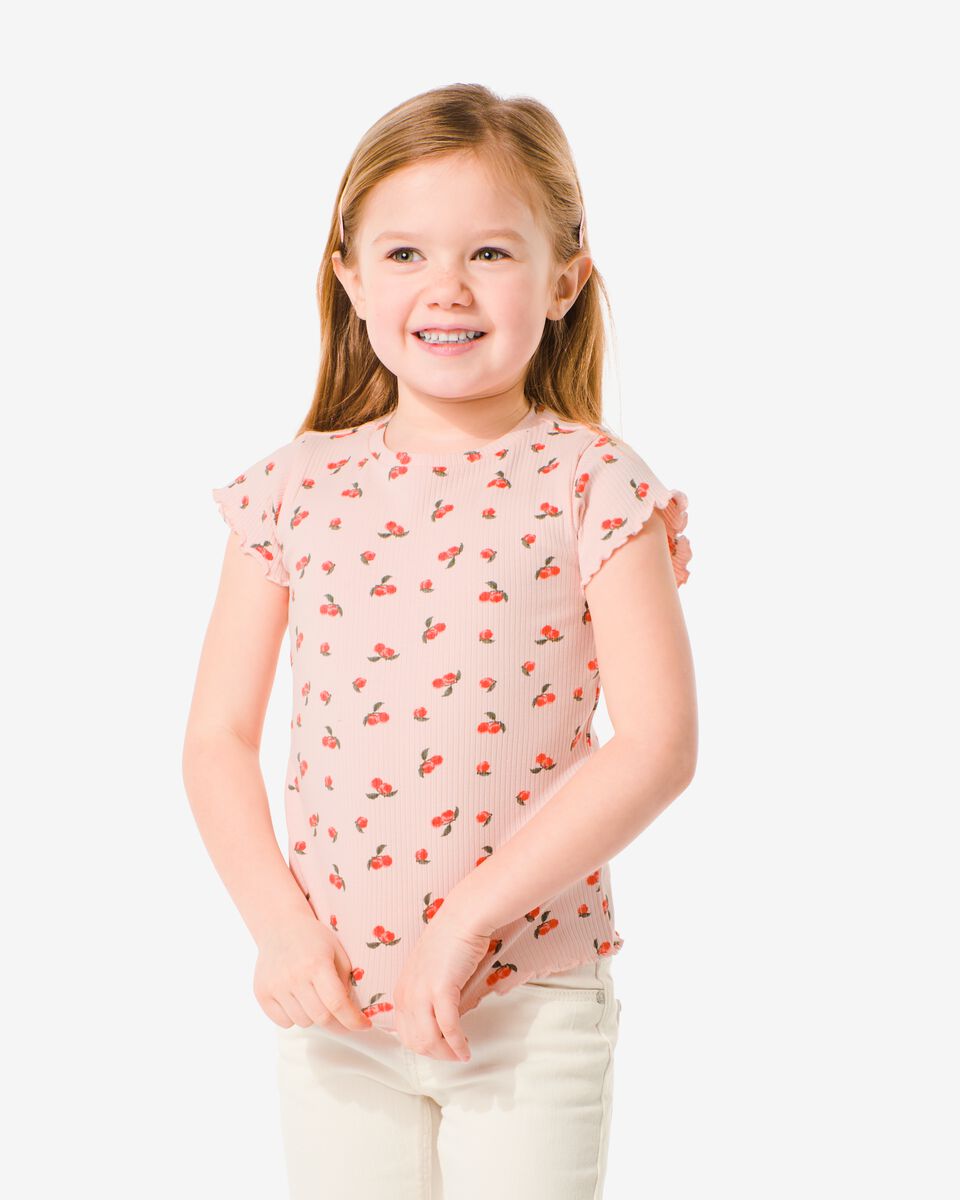 kinder t-shirt met ribbels roze 98/104 - 30892674 - HEMA