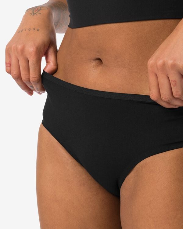 dameshipster katoen met kant zwart - 19642264BLACK - HEMA