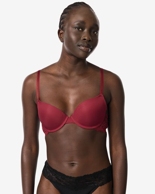 voorgevormde push-up beugel bh donkerrood donkerrood - 21810160DARKRED - HEMA