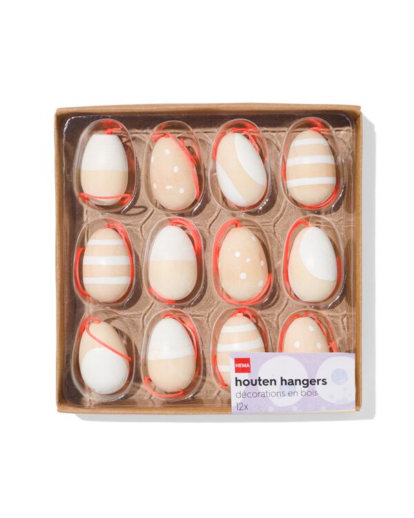 houten hangers 3D eieren 3cm- 12 stuks - 25840039 - HEMA