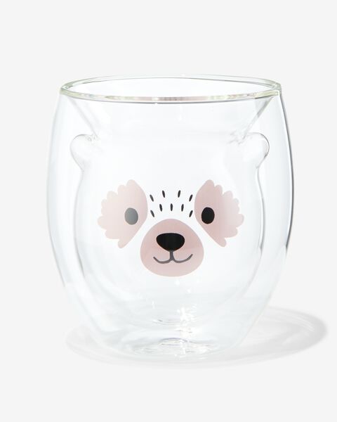 dubbelwandig glas rode panda 200ml - 61150501 - HEMA