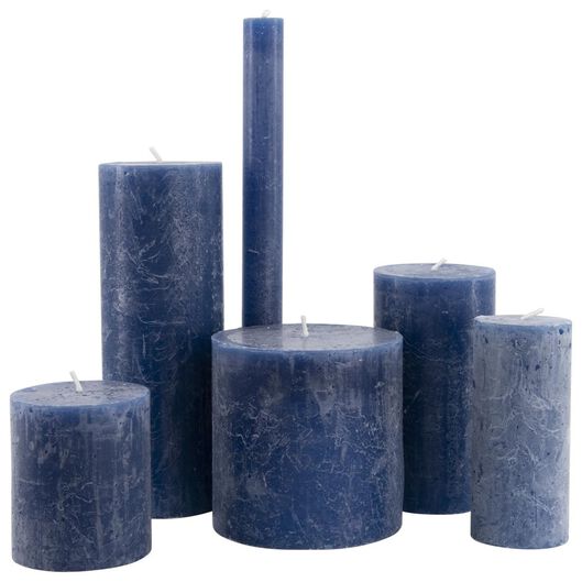 rustieke kaars - 10x10 - blauw blauw 10 x 10 - 13501961 - HEMA