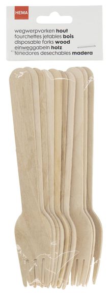 wegwerpvorken hout 10 stuks - 14200500 - HEMA
