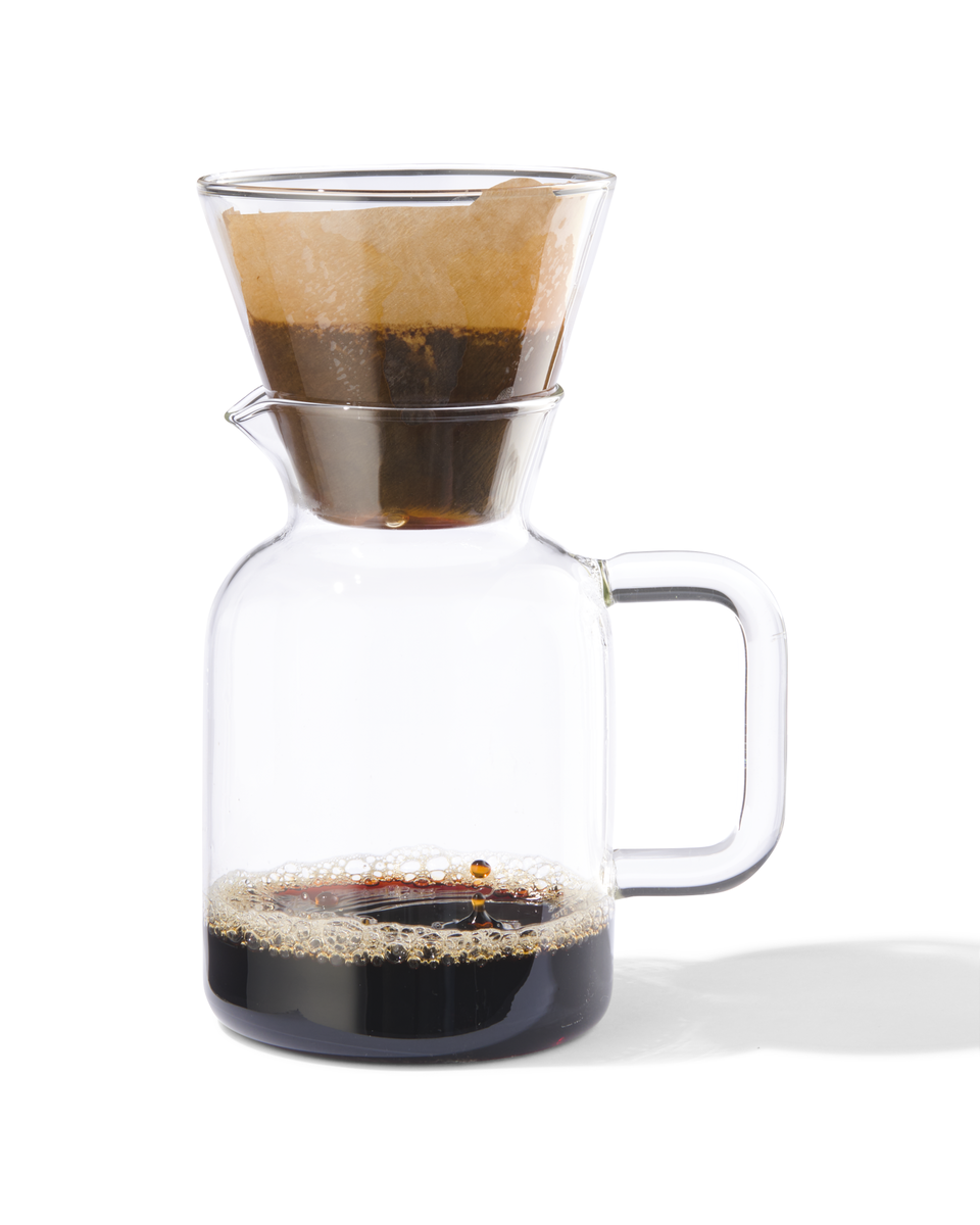 koffiekan met filter Koffiebinkie glas 600ml - 80610079 - HEMA
