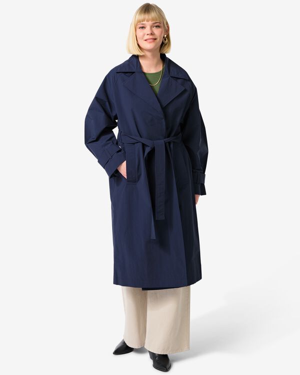 dames trenchcoat Eleanor  donkerblauw donkerblauw - 36271370DARKBLUE - HEMA
