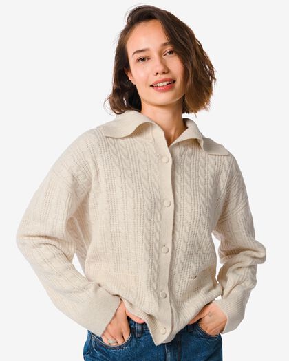 damesvest gebreid Ocean gebroken wit gebroken wit - 36245740OFFWHITE - HEMA
