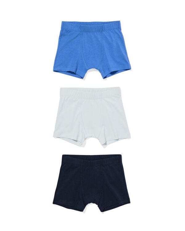 kinderboxers katoen - 3 stuks blauw blauw - 19200170BLUE - HEMA