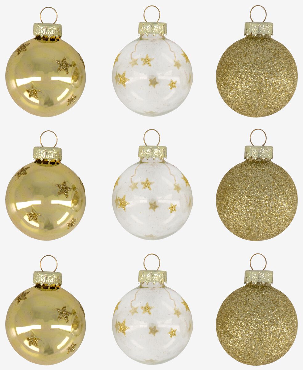 kerstballen Ø4cm glas goud - 9 stuks - 25103155 - HEMA