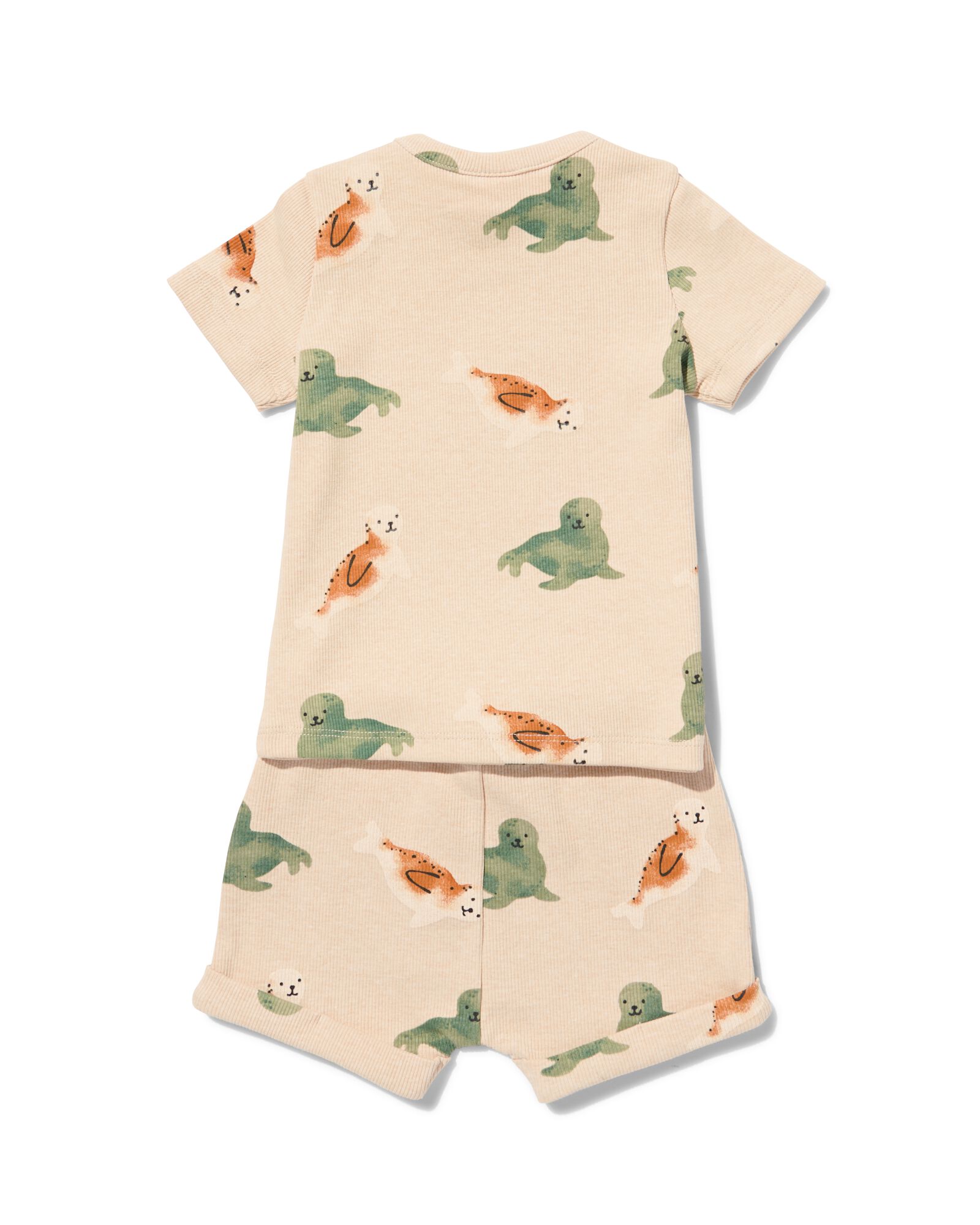baby kledingset shirt en short rib zeehonden - 1000031008 - HEMA