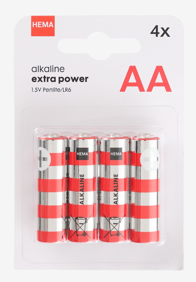 Verward bedrag Wissen AA alkaline extra power batterijen - 4 stuks - HEMA