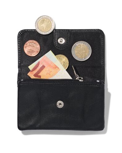 mini portemonnee leer zwart - 18140001 - HEMA