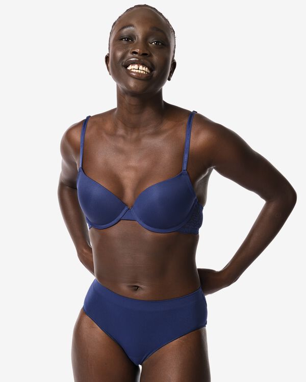 dameshipster naadloos micro met kant donkerblauw donkerblauw - 19690832DARKBLUE - HEMA