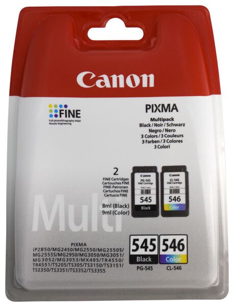 cartridge Canon PG-545/CL-546 zwart/kleur - 38300111 - HEMA