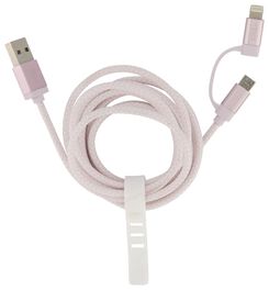 USB laadkabel micro-USB en 8-pin - roze - 39640033 - HEMA