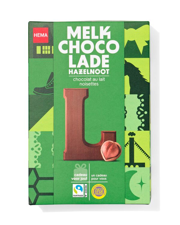 chocoladeletter hazelnoot L 140gram hazelnoot melk L - 24414012 - HEMA