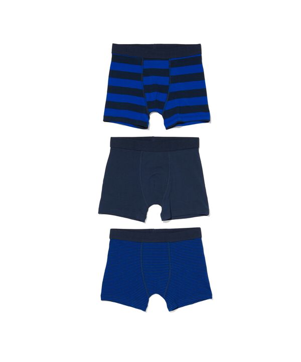 kinder boxers basic stretch katoen - 3 stuks blauw blauw - 19210441BLUE - HEMA