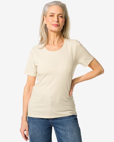 dames T-shirt o-hals gebroken wit gebroken wit - 36319880OFFWHITE - HEMA