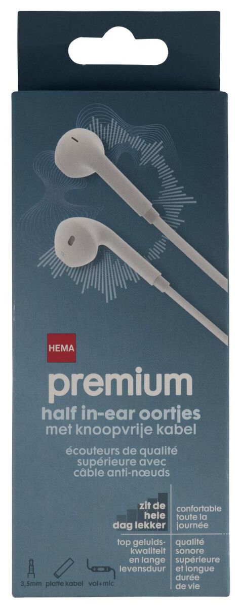 oortelefoon half in-ear premium wit - 39620027 - HEMA