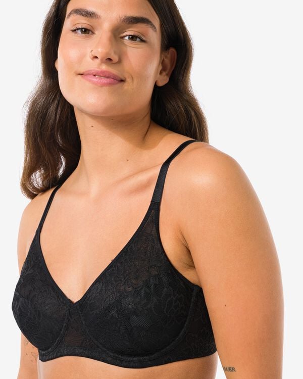 niet voorgevormde kanten bh met beugel  zwart zwart - 21870530BLACK - HEMA