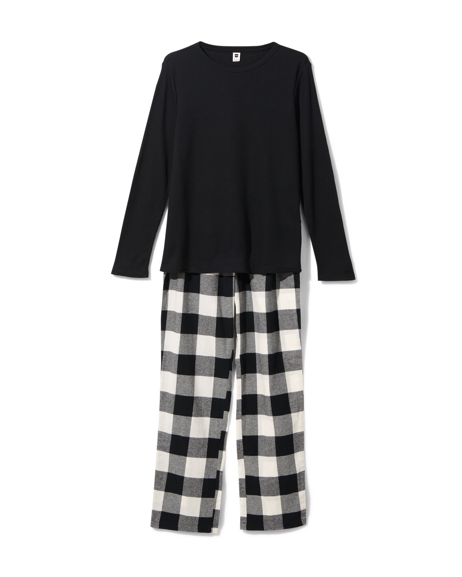 dames pyjama jersey/flanel zwart zwart - 23460188BLACK - HEMA