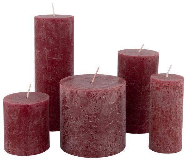 rustieke kaarsen donkerrood donkerrood - 1000032603 - HEMA