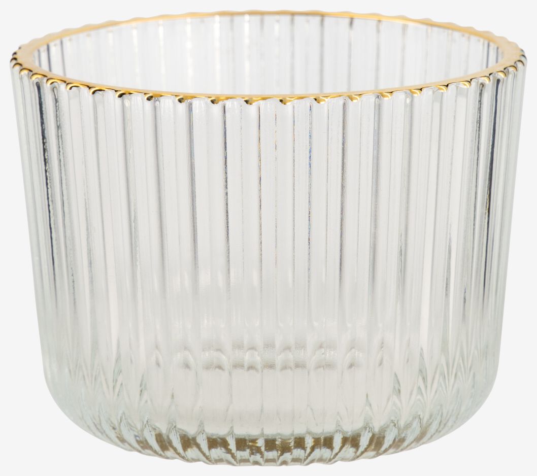 sfeerlichthouder glas met ribbels Ø8.5x6.5 - 13322118 - HEMA