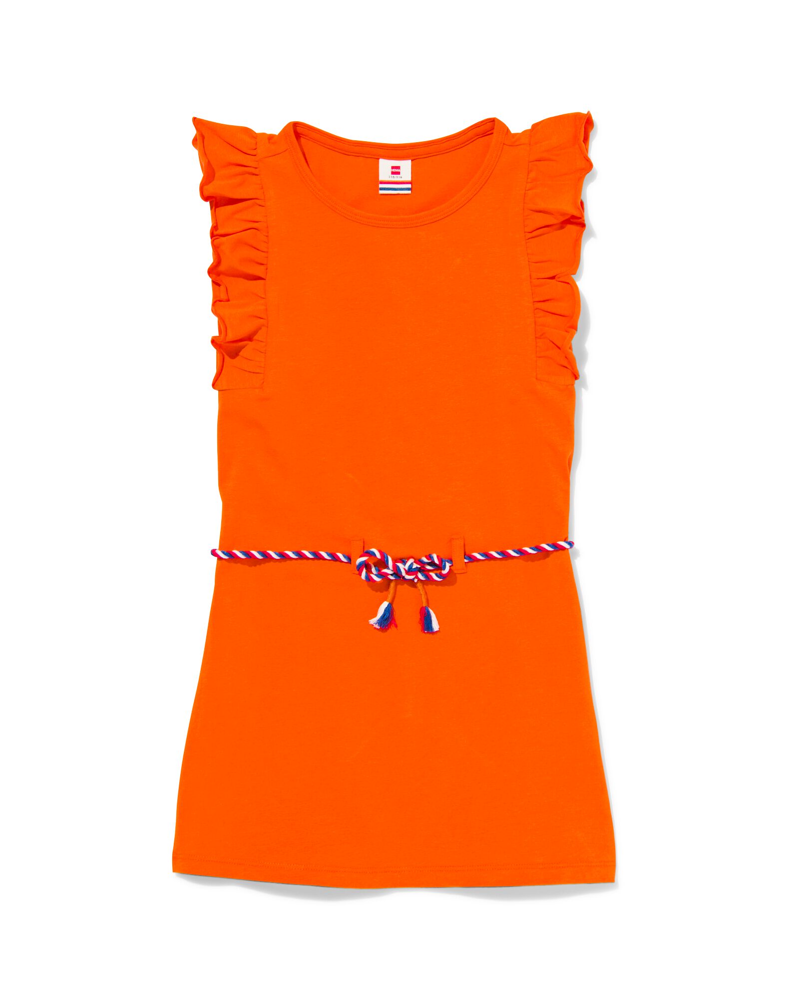 kinder jurk met ruffles en taillekoord - 1000030934 - HEMA