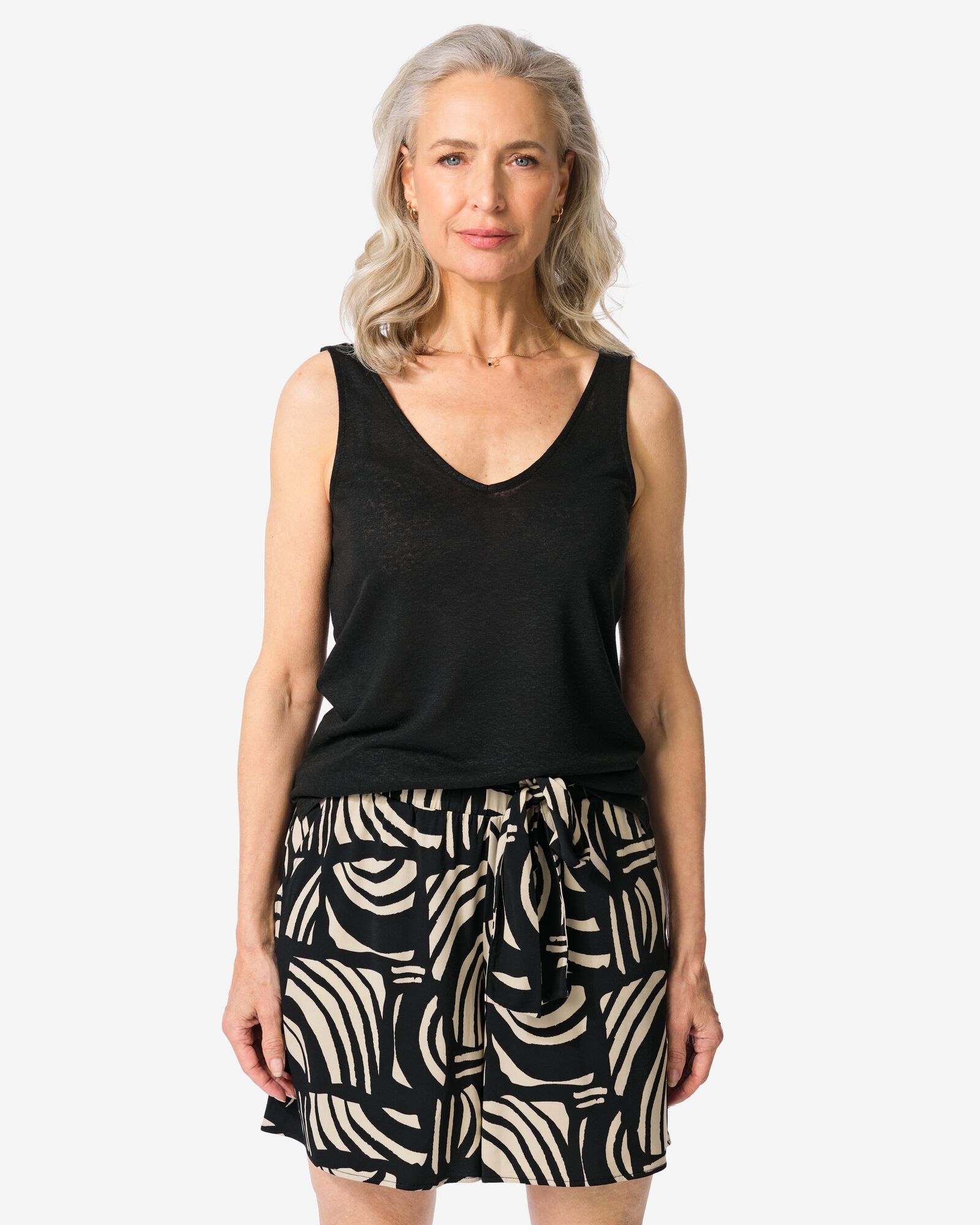 damessinglet Carry met linnen zwart zwart - 36200740BLACK - HEMA