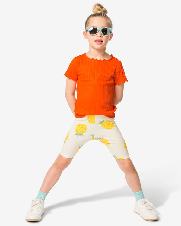 kinder korte leggings rib ananassen - 2 stuks ecru ecru - 30857205ECRU - HEMA