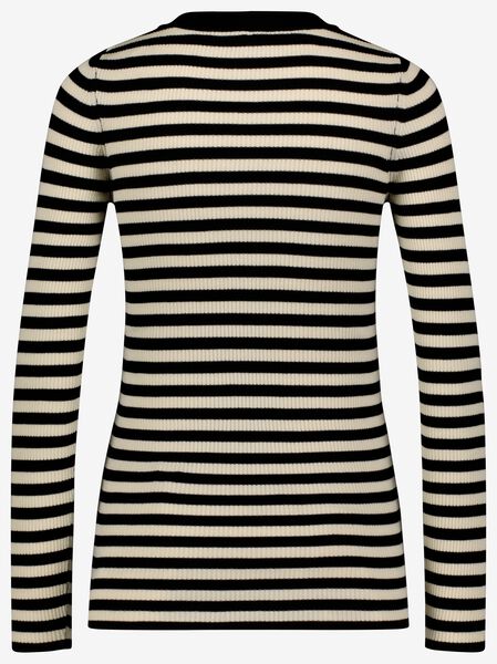 dames pullover Louisa rib zwart/wit zwart/wit - 1000026126 - HEMA
