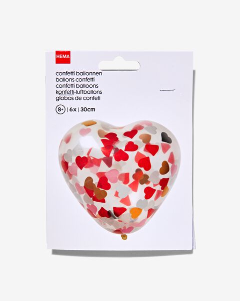Reizende handelaar Vochtigheid Woud confettiballonnen hart 30 cm - 6 stuks - HEMA