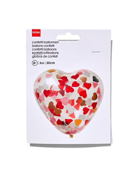 Materialisme Voordracht Kampioenschap confettiballonnen hart 30 cm - 6 stuks - HEMA