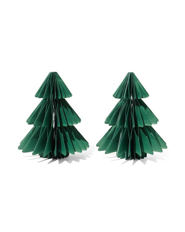 papieren kerstbomen groen 15x12 - 2 stuks - 25180061 - HEMA