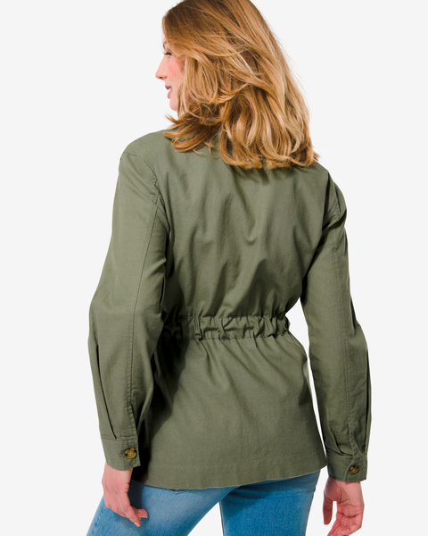 dames safari jasje Gina met linnen groen groen - 1000029922 - HEMA