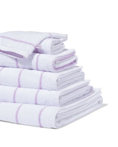 handdoek 70x140 zware kwaliteit wit met lila streep lila handdoek 70 x 140 - 5254710 - HEMA