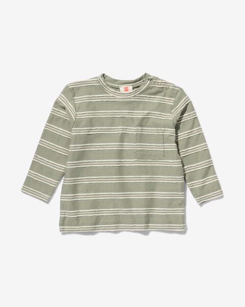 baby t-shirt met strepen groen 68 - 33165042 - HEMA